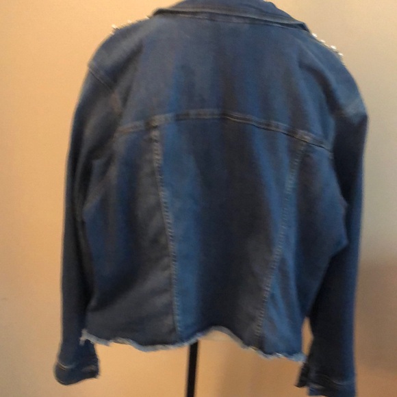 Lane Bryant Blue Studded Denim Jacket - Picture 3 of 7